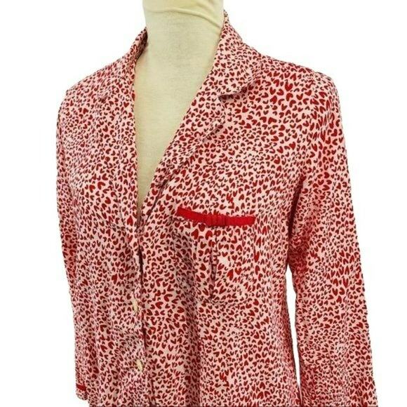 Victoria's Secret Heart Print Button Front Pajama Small - Picture 2 of 5